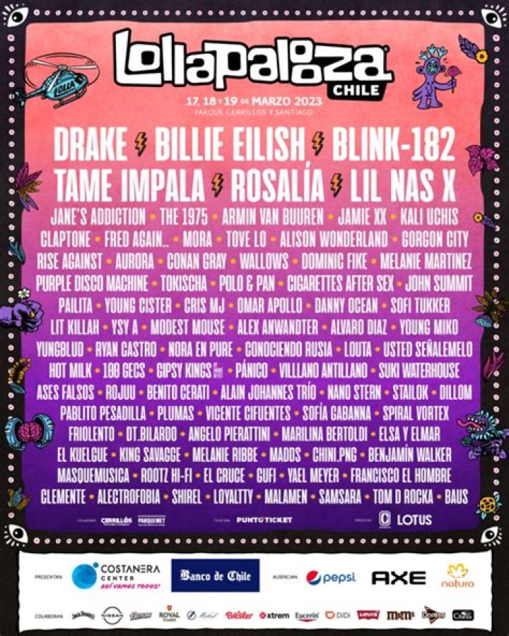Lollapalooza South America (Chile, Argentina and Brasil) Announce 2023 Lineups With Billie Eilish, Blink-182, Lil Nas X, and More