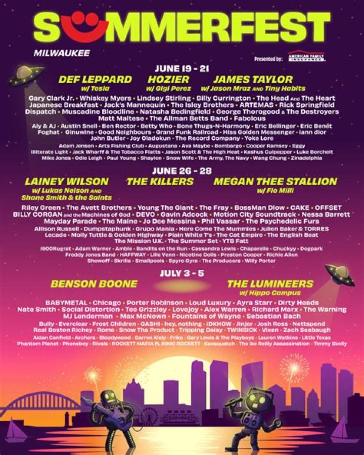 Milwaukee’s Summerfest Announces 2023 Headliners for 55th Anniversary With Eric Church, James Taylor, the Dave Matthews Band & More