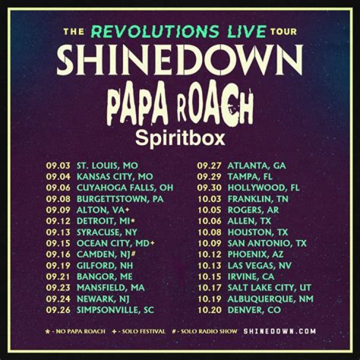 Shinedown Announce The Revolutions Live Fall Tour With Papa Roach & Spiritbox